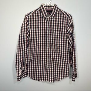 Banana Republic Shirt Mens Small Blue Red White Plaid Button Up Outdoors Casual